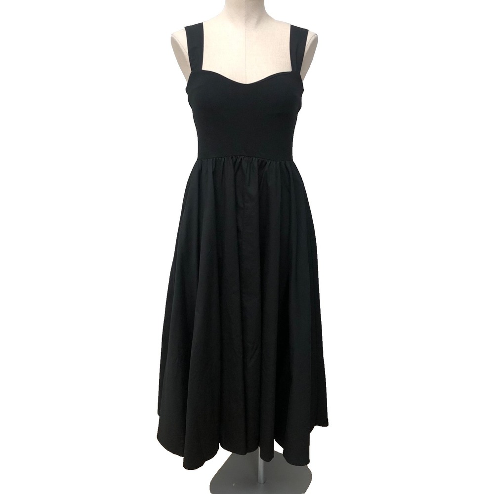 J Crew Sweetheart Tank Dress Poplin Skirt Womens Small Black Midi Classic Retro